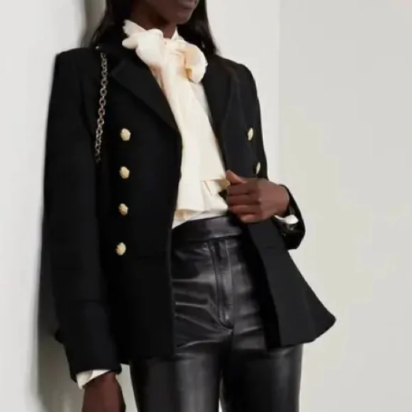 LoveShackFancy Morrow Double-Breasted Wool-Blend Felt Peplum Jacket - Picture 1 of 6